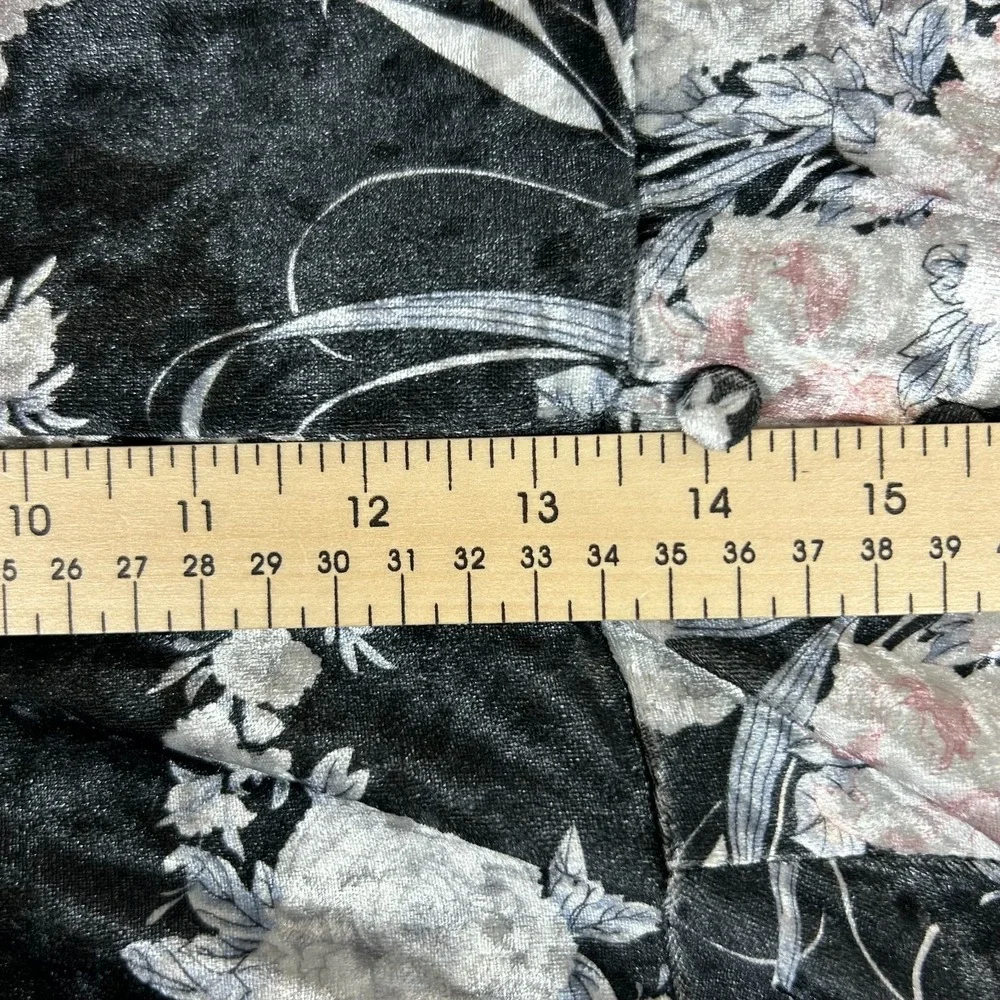 Unique Vintage Velvet‎ Jumpsuit Womens Medium 6/8 Black Floral V Neck Back Zip